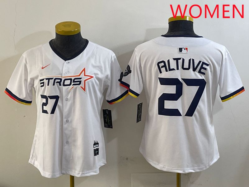 Women Houston Astros 27 Altuve White three generations Joint Name Nike 2025 MLB Jersey style 4